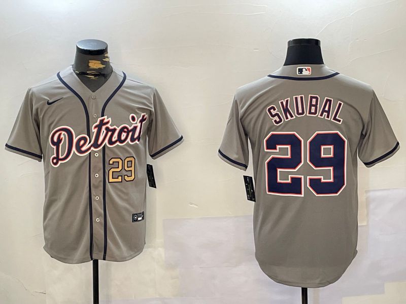 Men Detroit Tigers #29 Skubal Grey Game 2024 Nike MLB Jersey style 2->detroit tigers->MLB Jersey